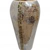 H1019-40D jarron en ceramica con vidrio Beige – Almacenes Romulo Montes